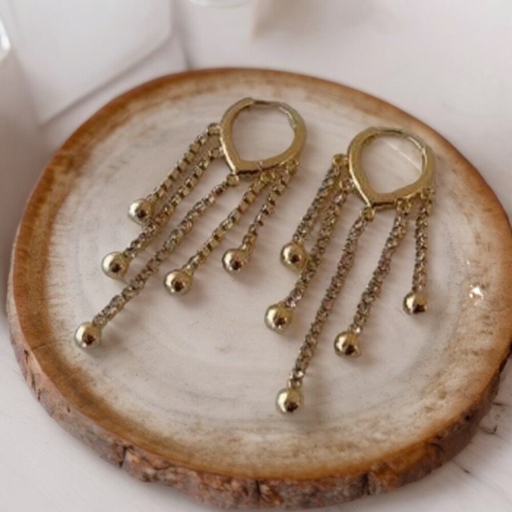 NEW 14K yellow Gold plated CZ chandelier drop dangle earrings jewelry B28A